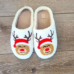 Rudolph Christmas sherpa slippers